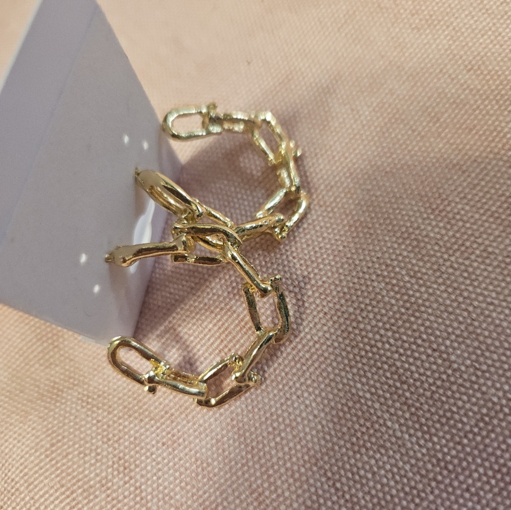 Gold Link Hoop Earrings